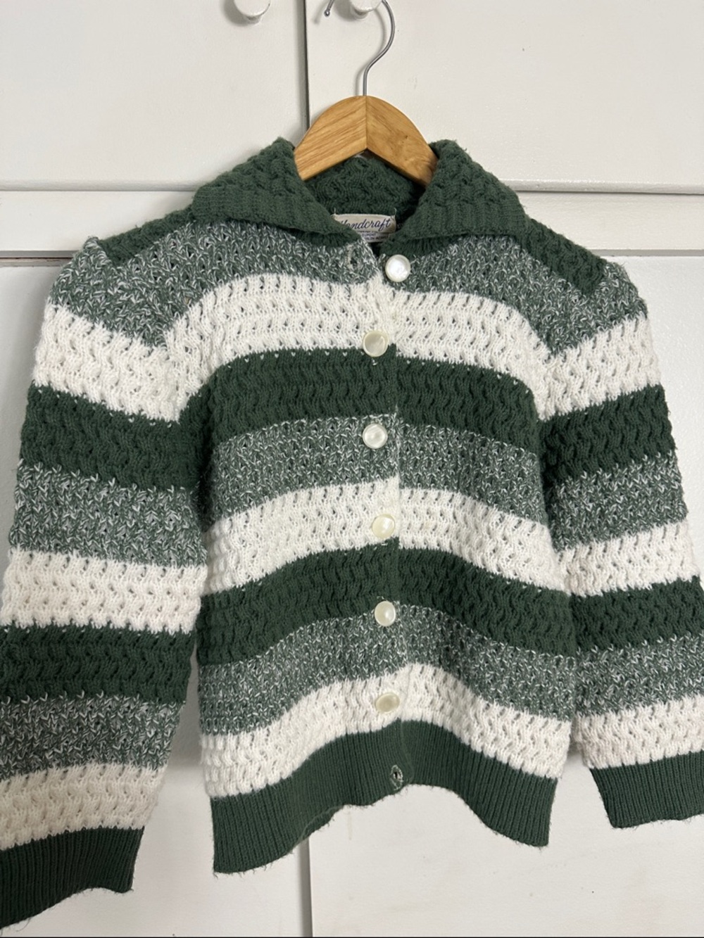 Vintage MCM Handcraft Knitwear Co Orlon Acrylic Striped Cardigan Women’s Sm